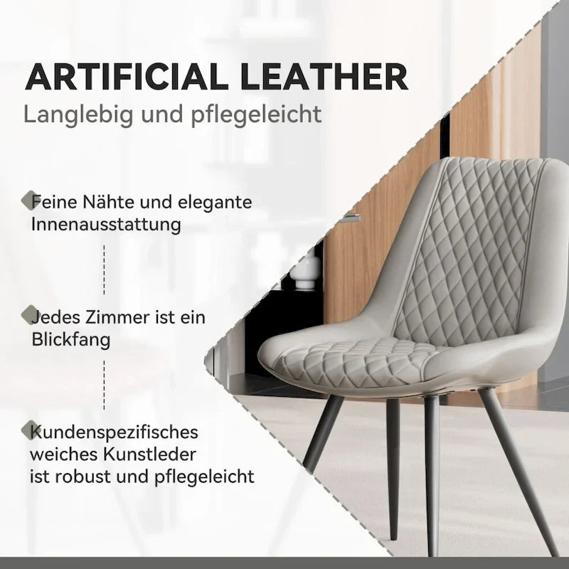 Set of 2 Leather Dining Chairs with Metal Legs 5