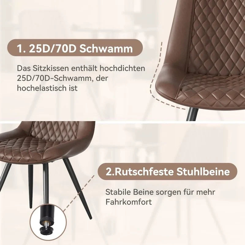 Set of 2 Leather Dining Chairs with Metal Legs 9