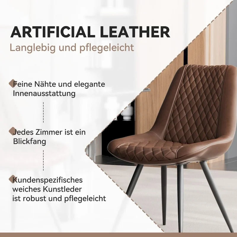 Set of 2 Leather Dining Chairs with Metal Legs 10