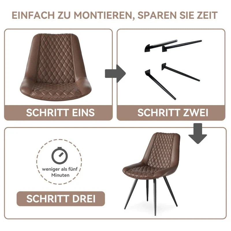 Set of 2 Leather Dining Chairs with Metal Legs 13