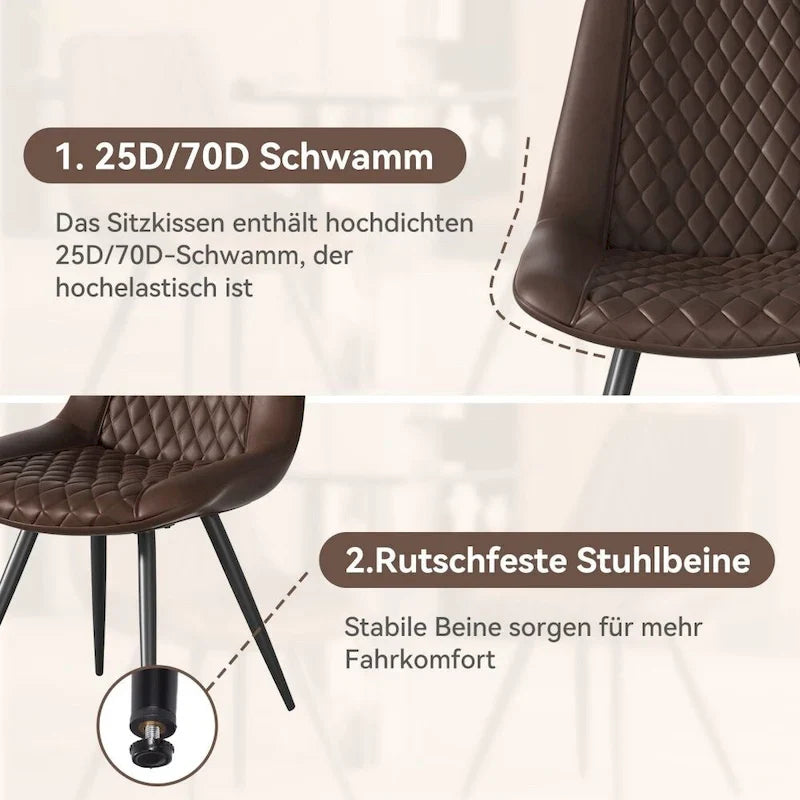 Set of 2 Leather Dining Chairs with Metal Legs 15