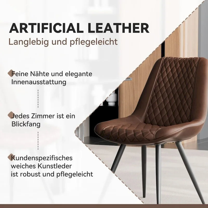 Set of 2 Leather Dining Chairs with Metal Legs 16