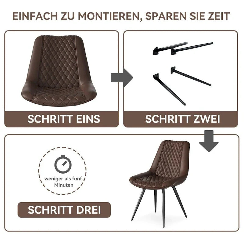 Set of 2 Leather Dining Chairs with Metal Legs 19