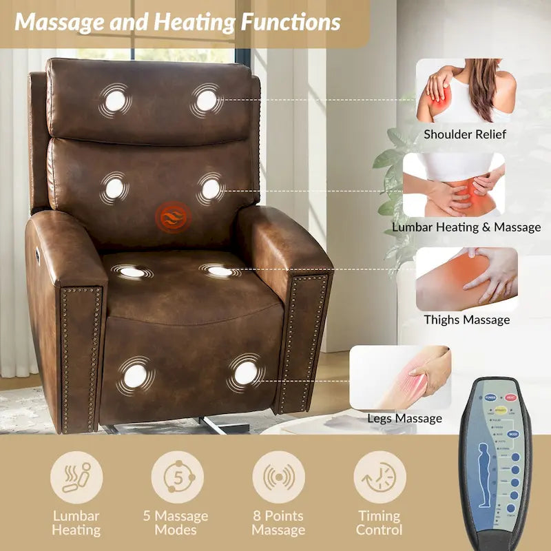 Modern Power Lift Recliner Chair with Massage, Heating, and Charging Ports by HULALA HOME 11