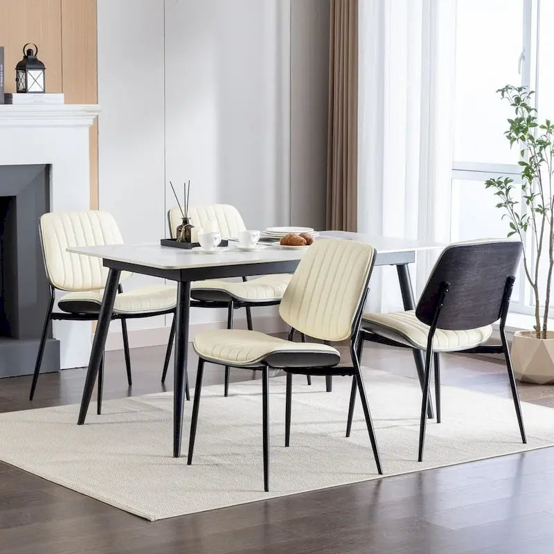 Set of 2 Retro Linen Dining Chairs with Bentwood Backs and Metal Legs 13