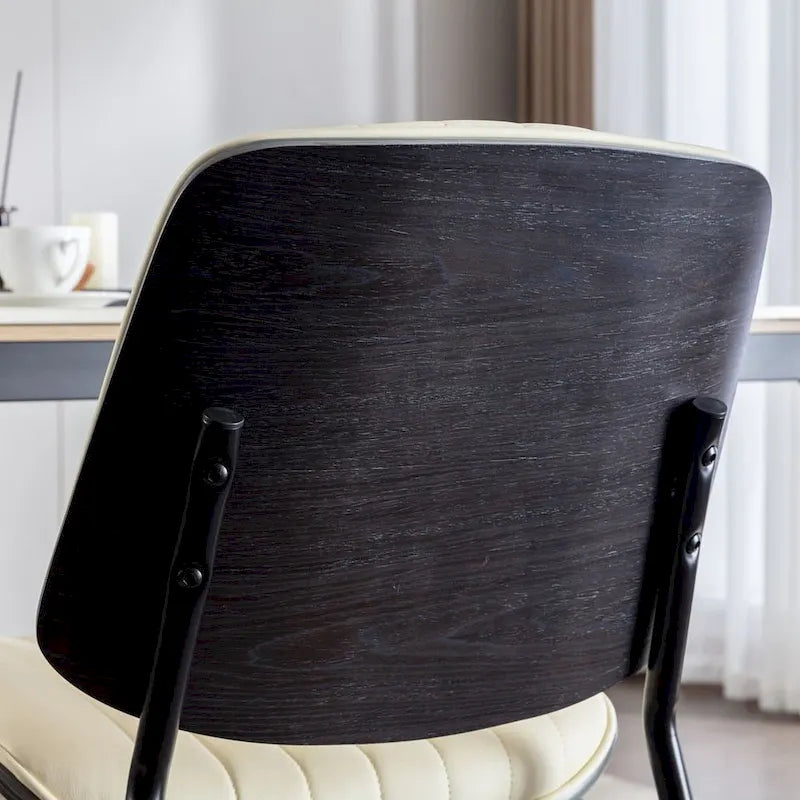 Set of 2 Retro Linen Dining Chairs with Bentwood Backs and Metal Legs 17