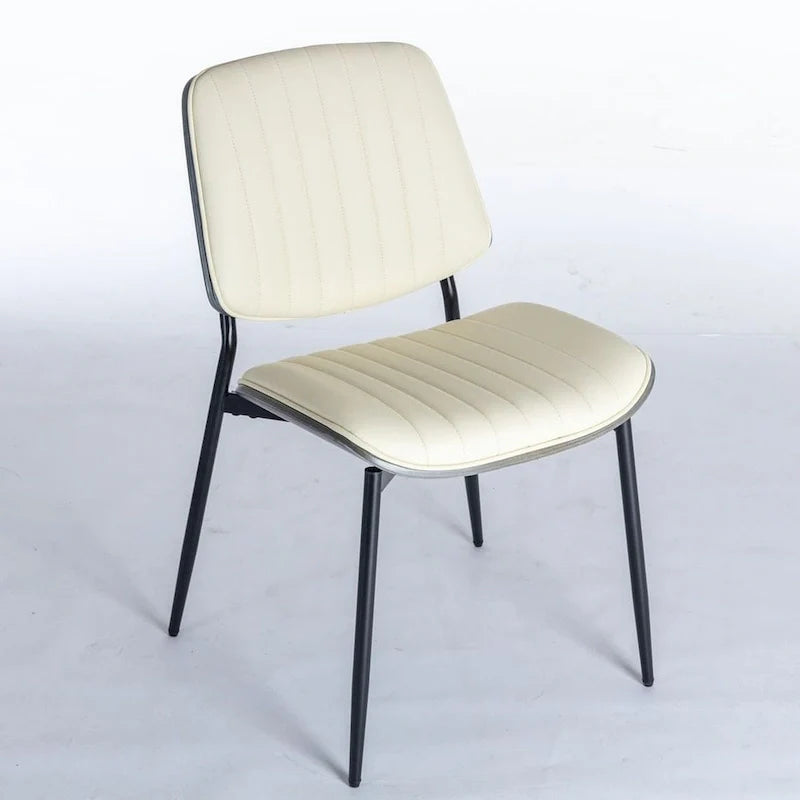 Set of 2 Retro Linen Dining Chairs with Bentwood Backs and Metal Legs 19