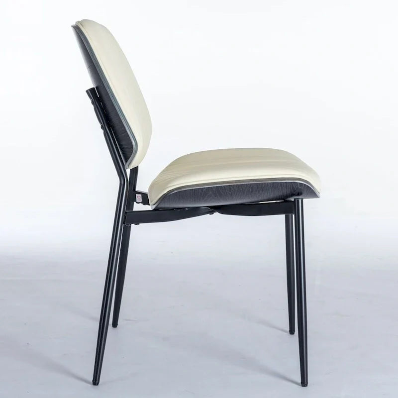 Set of 2 Retro Linen Dining Chairs with Bentwood Backs and Metal Legs 20