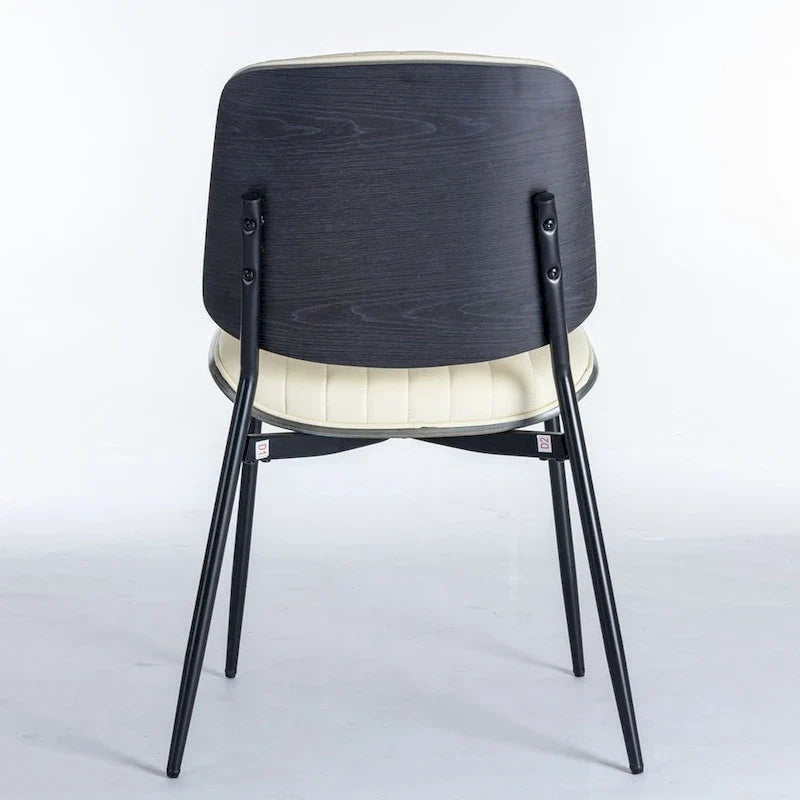 Set of 2 Retro Linen Dining Chairs with Bentwood Backs and Metal Legs 21