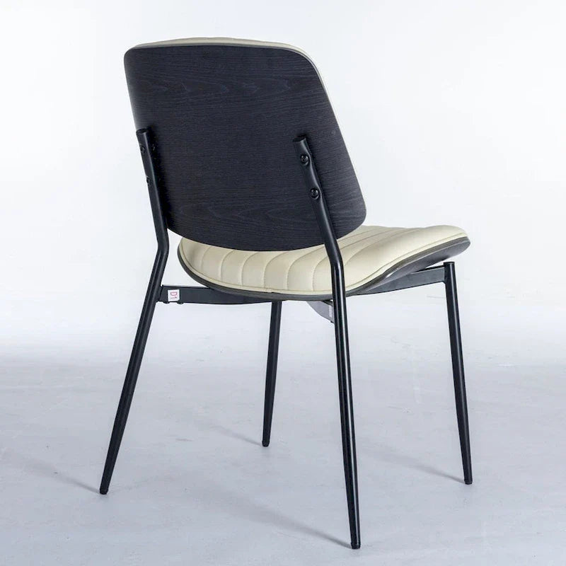 Set of 2 Retro Linen Dining Chairs with Bentwood Backs and Metal Legs 22
