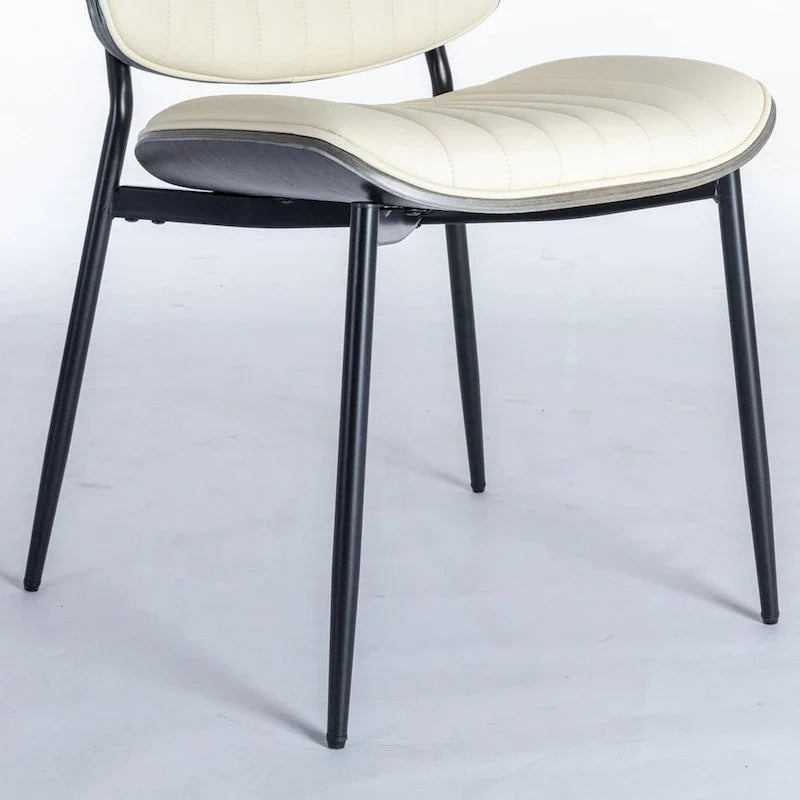 Set of 2 Retro Linen Dining Chairs with Bentwood Backs and Metal Legs 23