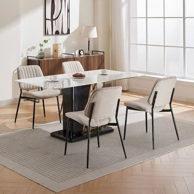 Set of 2 Retro Linen Dining Chairs with Bentwood Backs and Metal Legs 25