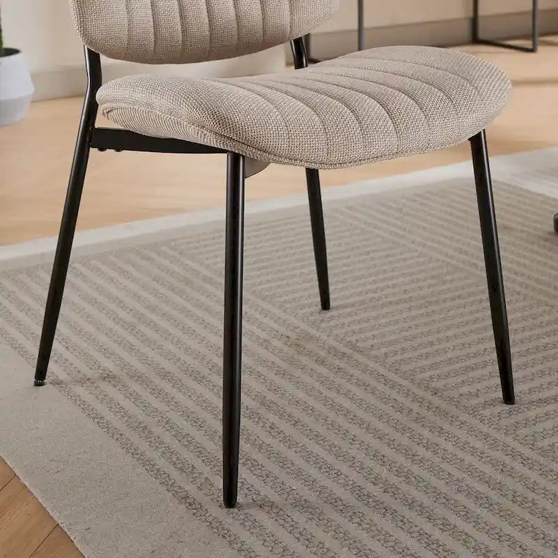 Set of 2 Retro Linen Dining Chairs with Bentwood Backs and Metal Legs 28