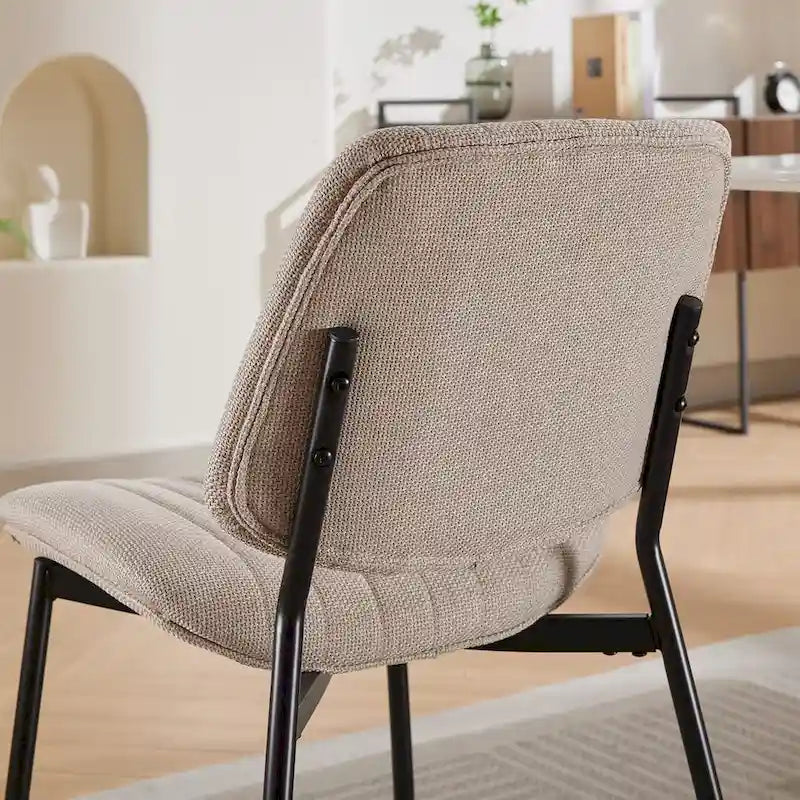 Set of 2 Retro Linen Dining Chairs with Bentwood Backs and Metal Legs 29