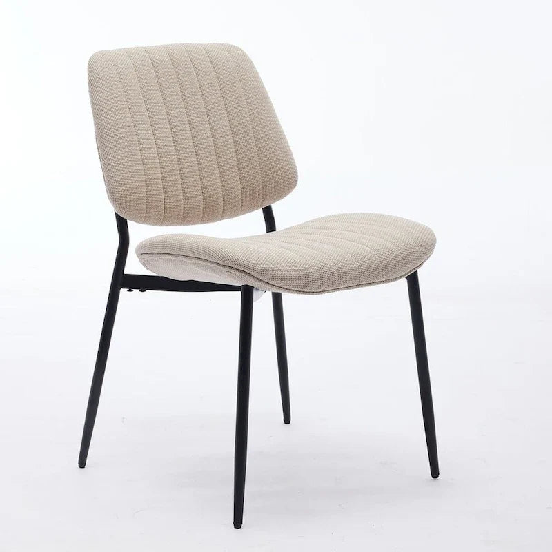 Set of 2 Retro Linen Dining Chairs with Bentwood Backs and Metal Legs 32