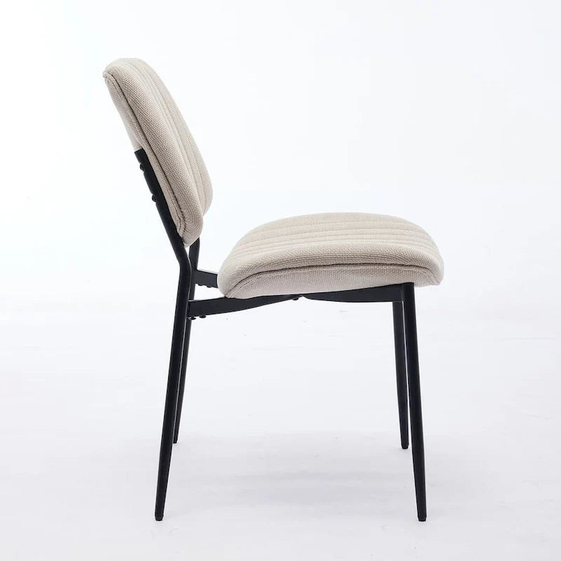 Set of 2 Retro Linen Dining Chairs with Bentwood Backs and Metal Legs 33