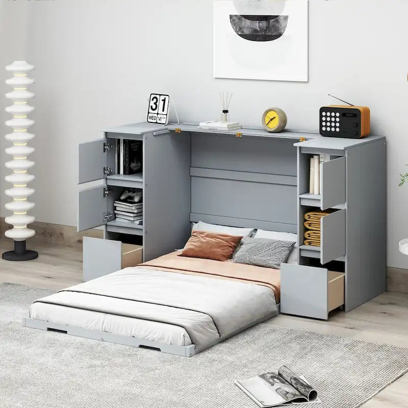Full-Size Murphy Bed with Storage Drawers