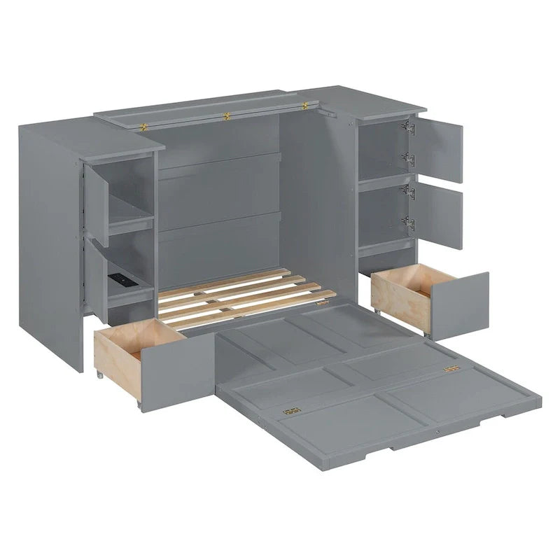 Full-Size Murphy Bed with Storage Drawers 15