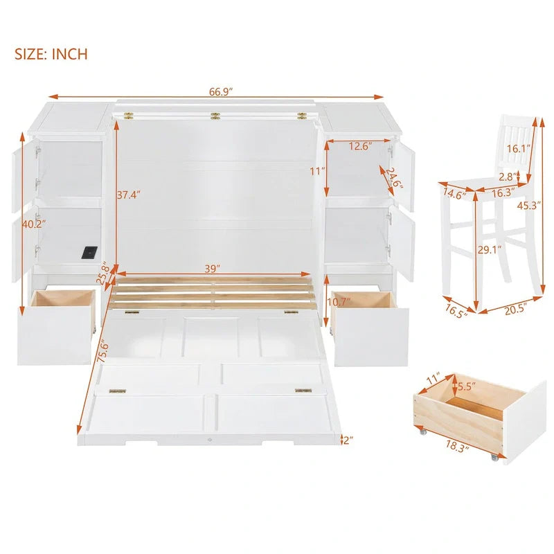 Full-Size Murphy Bed with Storage Drawers 23
