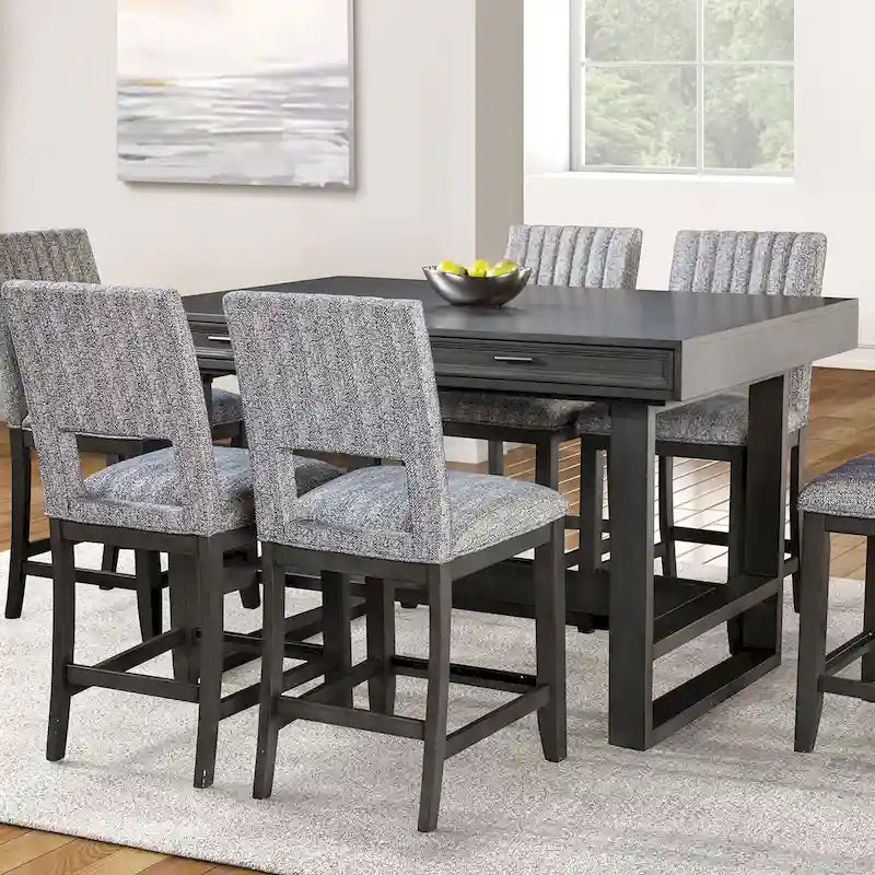 Isolde Black 60-Inch Solid Wood Counter Height Dining Table with Drawers by Furniture of America 10