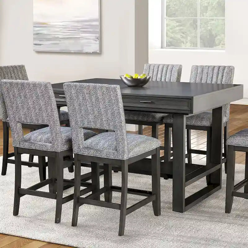 Isolde Black 60-Inch Solid Wood Counter Height Dining Table with Drawers by Furniture of America 1