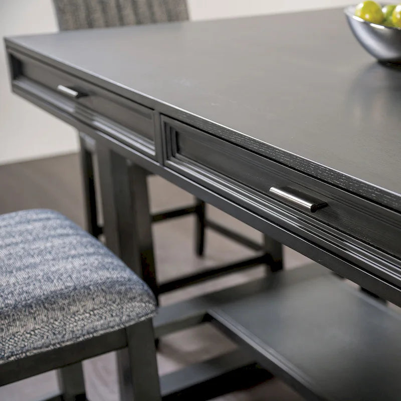 Isolde Black 60-Inch Solid Wood Counter Height Dining Table with Drawers by Furniture of America 2