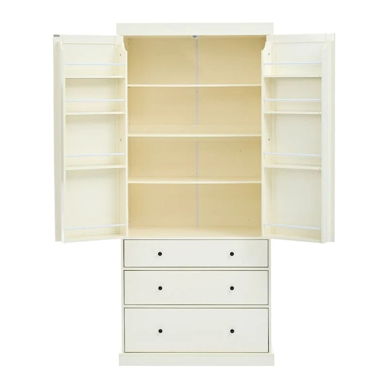 77-Inch Freestanding Tall Pantry Cabinet - Farmhouse Style Kitchen Storage 3