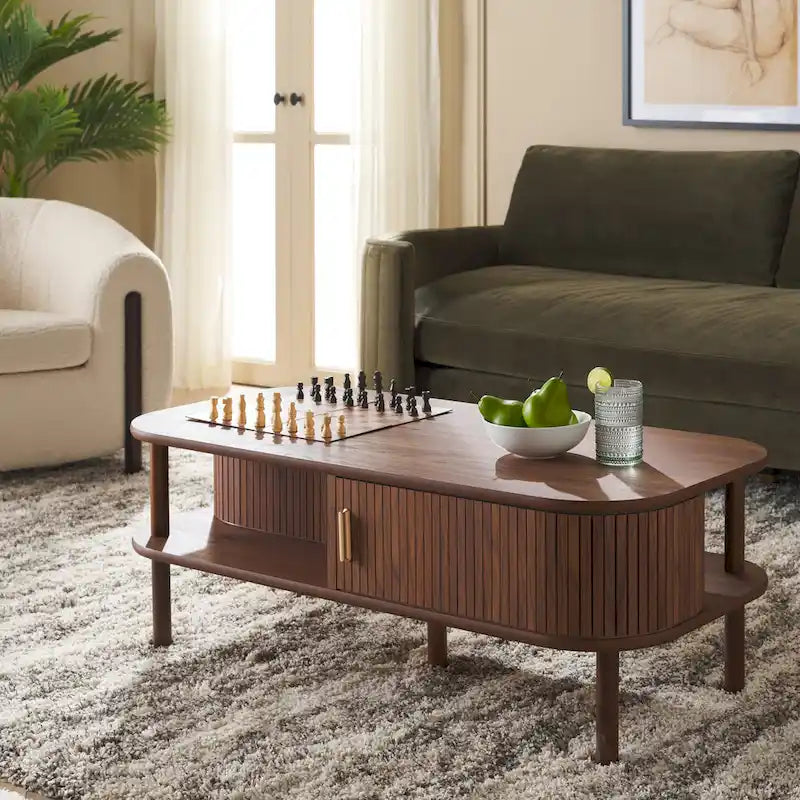 SAFAVIEH Home Tealla 2-Door Tambour Coffee Table - 43"W x 22"D x 17"H 1
