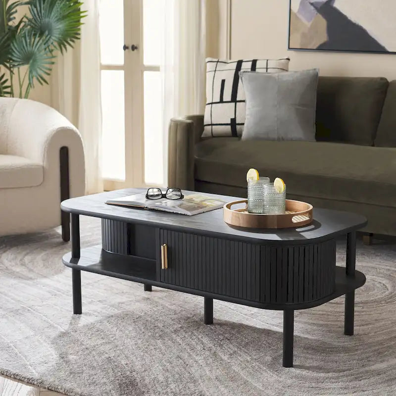 SAFAVIEH Home Tealla 2-Door Tambour Coffee Table - 43"W x 22"D x 17"H 2