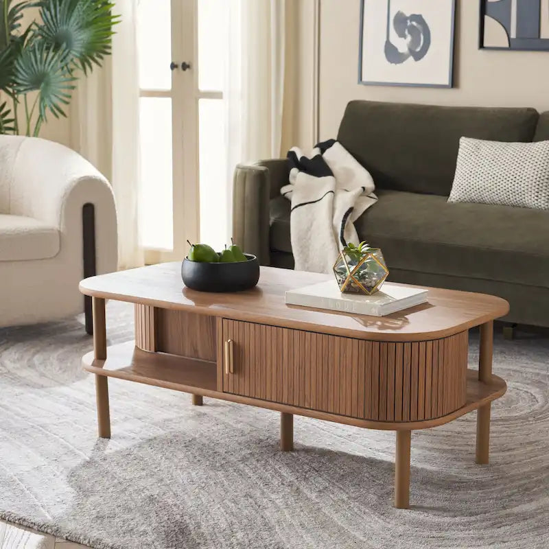 SAFAVIEH Home Tealla 2-Door Tambour Coffee Table - 43"W x 22"D x 17"H 4