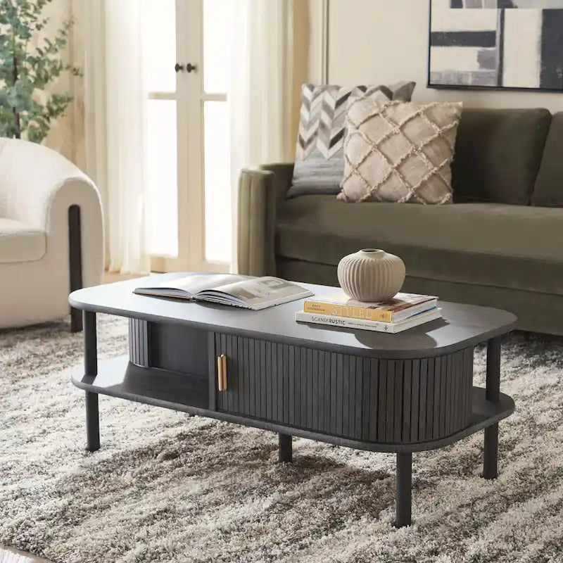SAFAVIEH Home Tealla 2-Door Tambour Coffee Table - 43"W x 22"D x 17"H 5