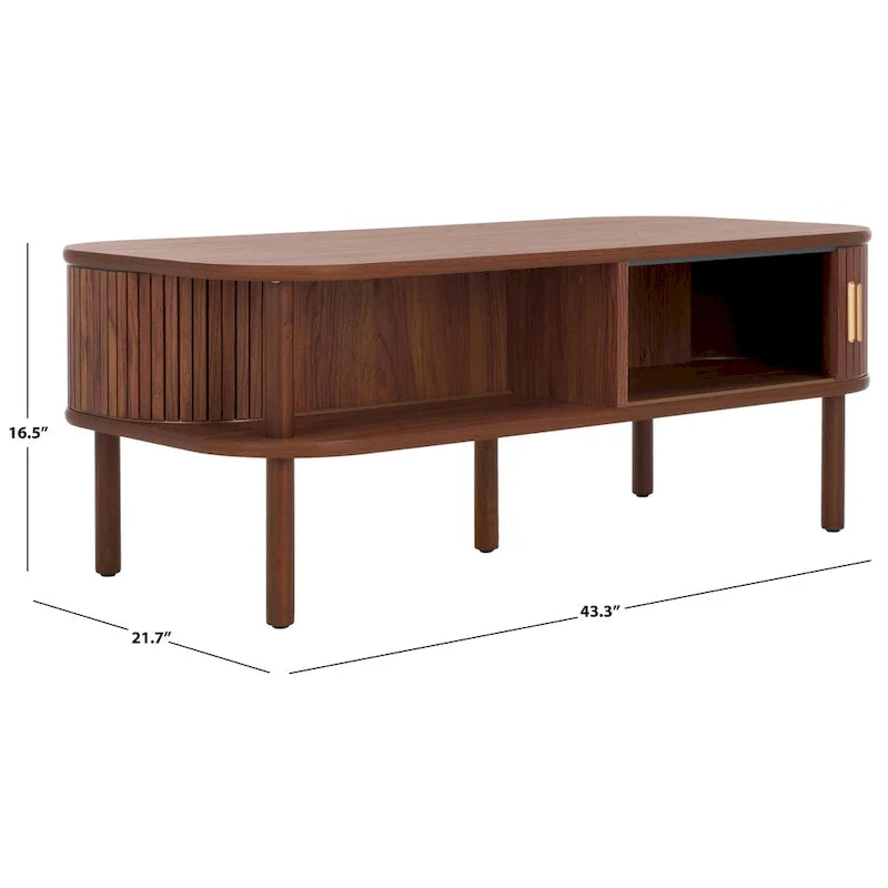 SAFAVIEH Home Tealla 2-Door Tambour Coffee Table - 43"W x 22"D x 17"H 16
