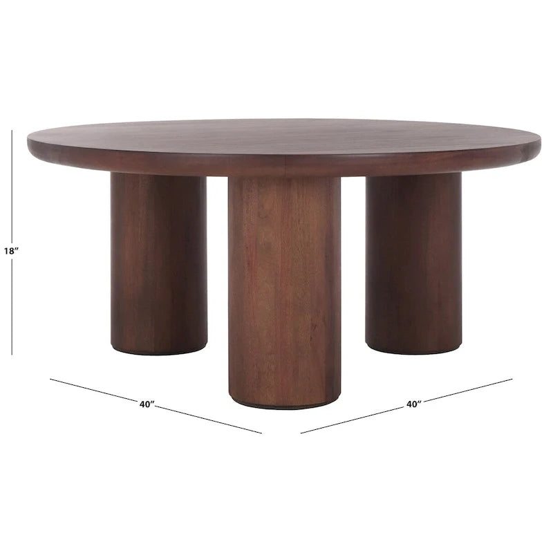 SAFAVIEH Home Mork Round Coffee Table with 3 Legs - 40" W x 40" D x 18" H 39