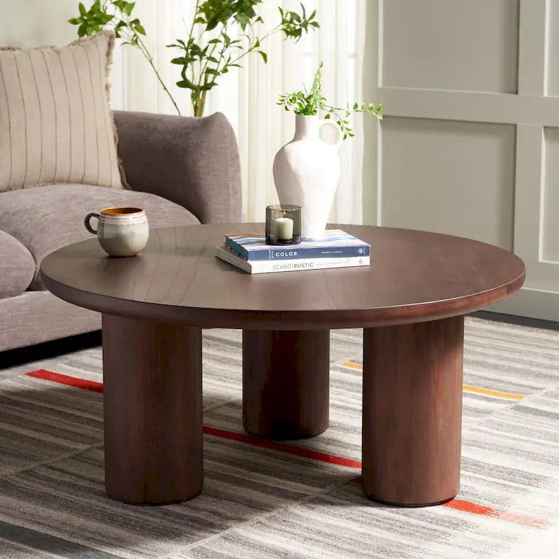 SAFAVIEH Home Mork Round Coffee Table with 3 Legs - 40" W x 40" D x 18" H 1