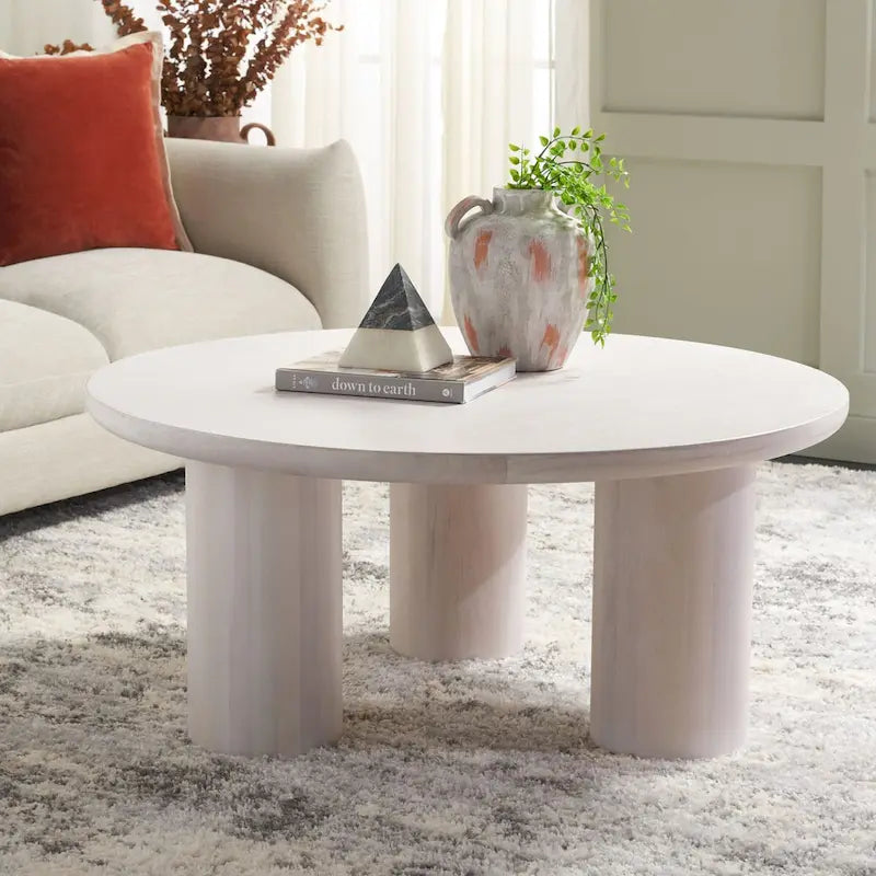 SAFAVIEH Home Mork Round Coffee Table with 3 Legs - 40" W x 40" D x 18" H 2