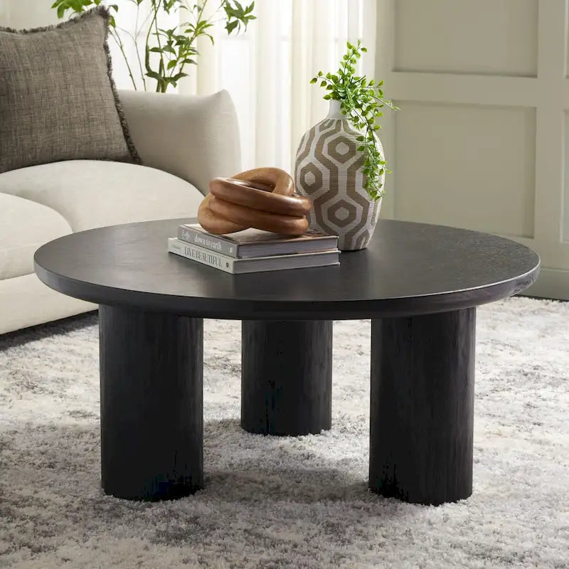 SAFAVIEH Home Mork Round Coffee Table with 3 Legs - 40" W x 40" D x 18" H 3