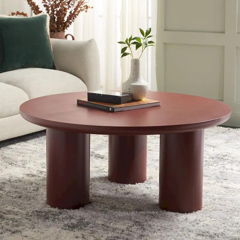 SAFAVIEH Home Mork Round Coffee Table with 3 Legs - 40" W x 40" D x 18" H 4