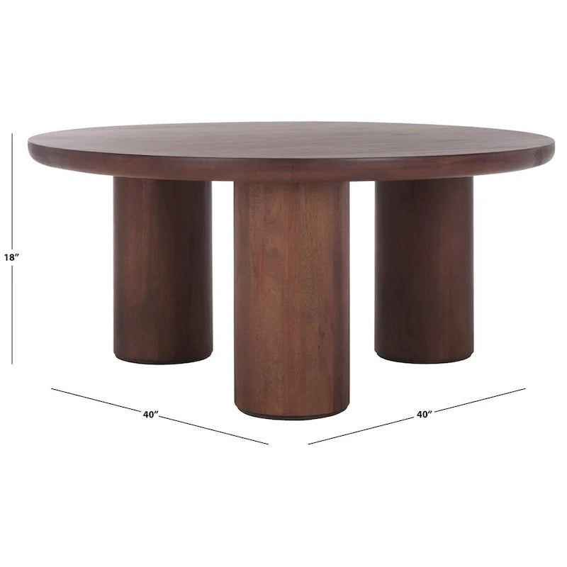 SAFAVIEH Home Mork Round Coffee Table with 3 Legs - 40" W x 40" D x 18" H 29