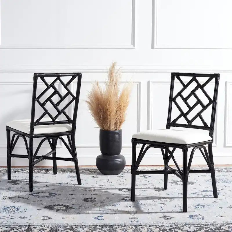 Set of 2 SAFAVIEH Maye Rattan Accent Chairs with Cushions - Dimensions: 18.5" W x 20.9" L x 35.8" H 2