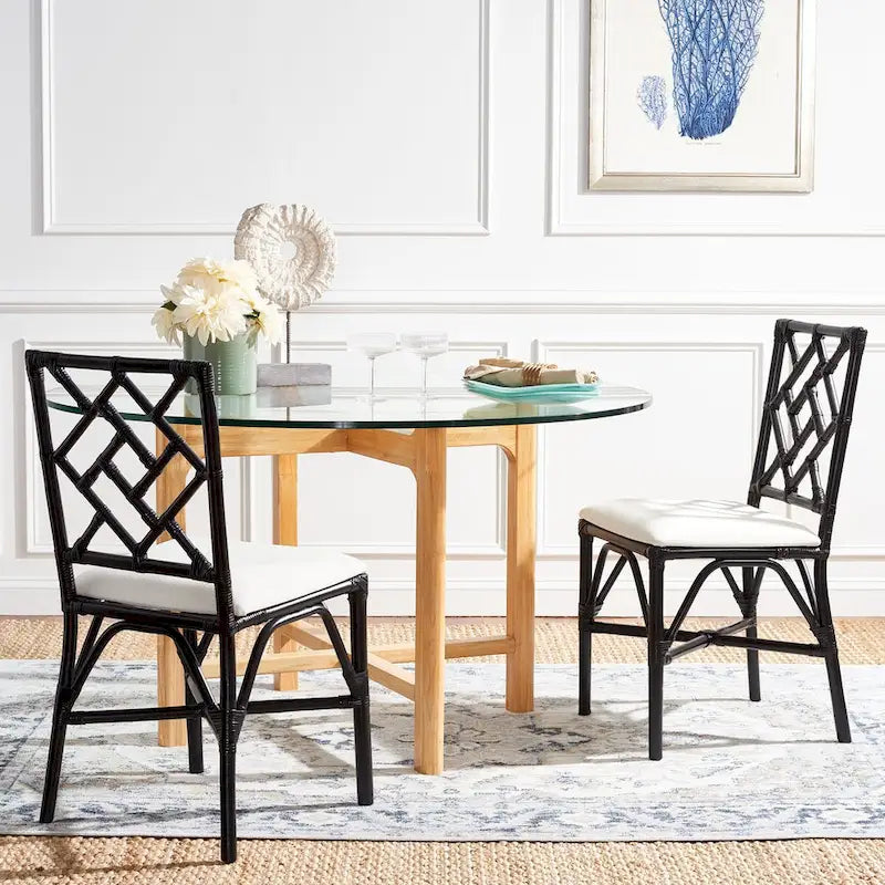 Set of 2 SAFAVIEH Maye Rattan Accent Chairs with Cushions - Dimensions: 18.5" W x 20.9" L x 35.8" H 12