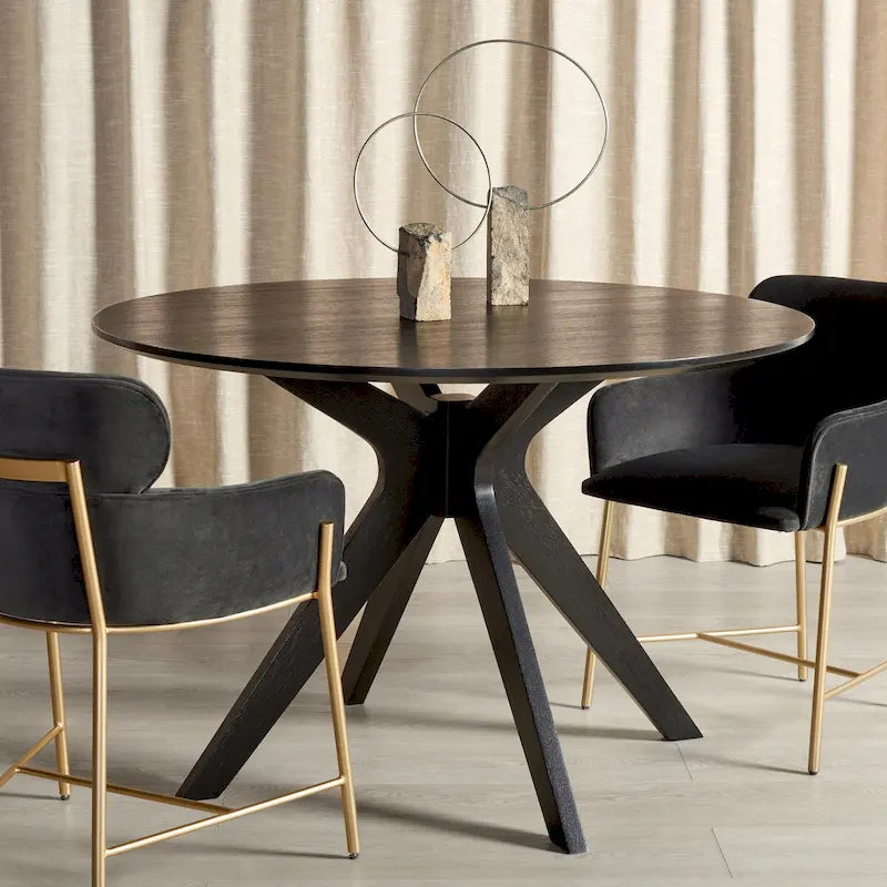SAFAVIEH Couture Meiko 46-Inch Round Dining Table - Dimensions: 46" W x 46" D x 30" H 32