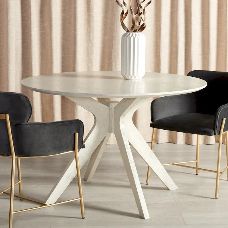 Round Dining Table with Wooden Base for Kitchen and Dining Room 33