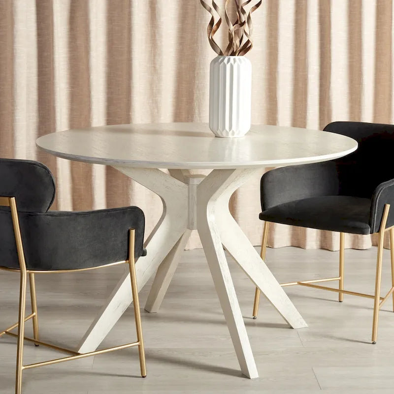 Round Dining Table with Wooden Base for Kitchen and Dining Room 12