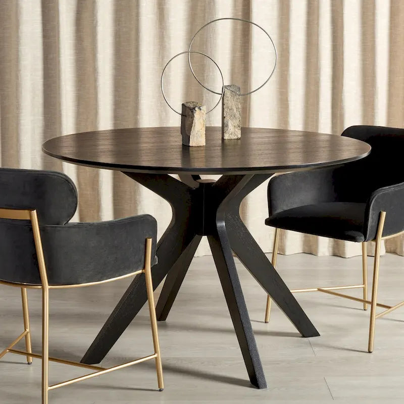 Round Dining Table with Wooden Base for Kitchen and Dining Room 22