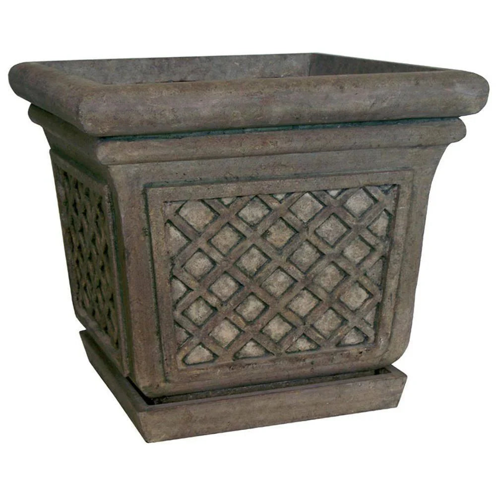 24 in. Sq. in Granite Stone Square Lattice Pot 1