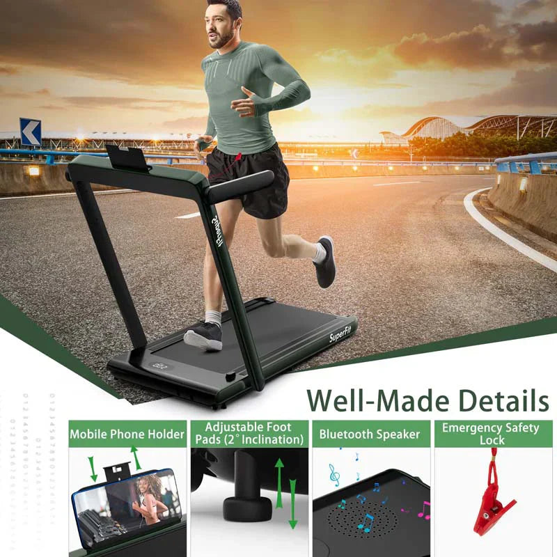 2.5HP 2-in-1 Folding Under Desk Treadmill with Speaker APP Remote Control, Portable Walking Jogging Machine for Home Gym Office 50