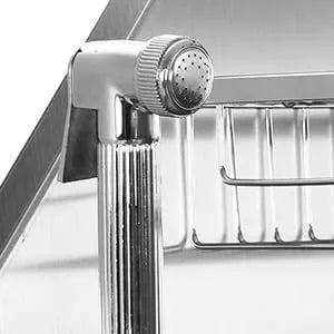50" Dog Wash Bathtub, Pet Wash Station, Professional Stainless Steel Dog Grooming Tub with Ramp, Faucet, Sprayer, Drain Kit, Right Door 4