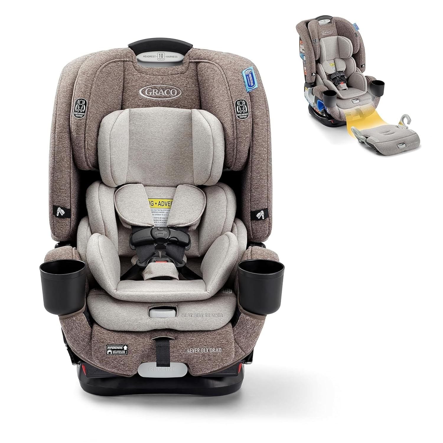 4Ever DLX 4-in-1 Car Seat, Charlie | Infant to Toddler Car Seat, with 10 Years of Use | Rear-Facing, Forward-Facing and Booster Modes | Safe, Comfortable and Convenient 1