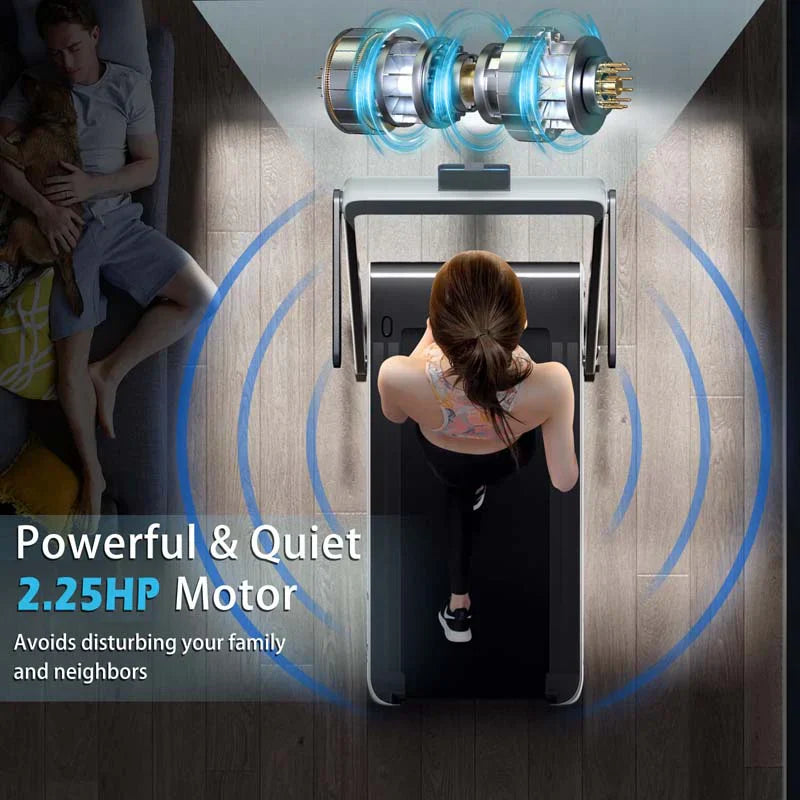 2.5HP 2-in-1 Folding Under Desk Treadmill with Speaker APP Remote Control, Portable Walking Jogging Machine for Home Gym Office 77