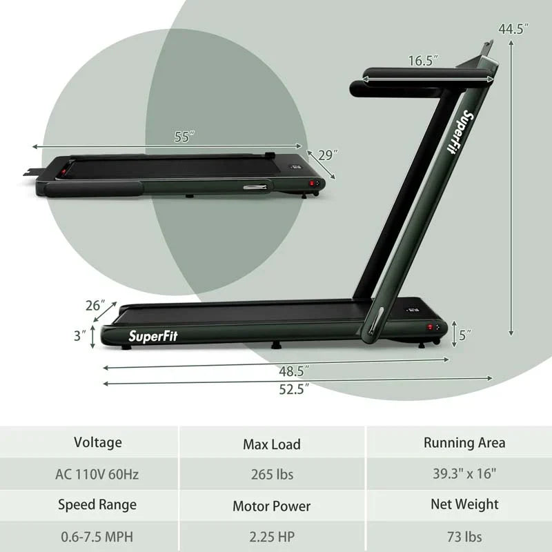 2.5HP 2-in-1 Folding Under Desk Treadmill with Speaker APP Remote Control, Portable Walking Jogging Machine for Home Gym Office 51